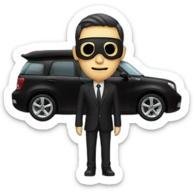 nano car with a male wearing black dress with black mask sticker