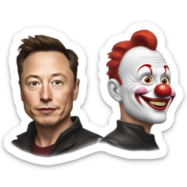 Elon Musk with clown makeup sticker