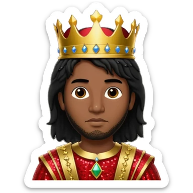 King Solomon from The Bible with black hair,  red sequin outfit sticker