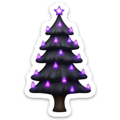 Black Christmas tree with purple lights sticker