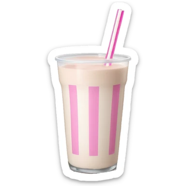 Chocolate milk with a pink and white striped straw  sticker