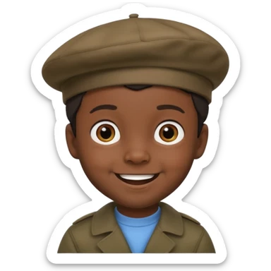 male dark toddler with beret sticker