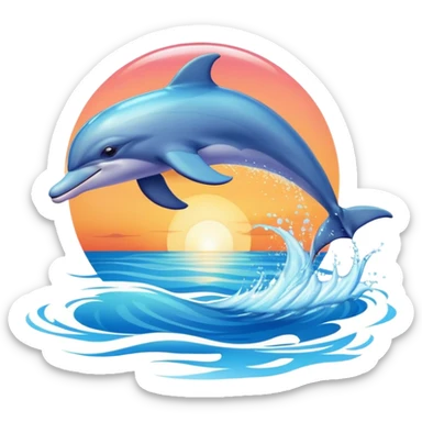 Dolphin jumping out of the water at sunset  sticker