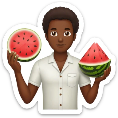black guy holding a watermelon and fried chicken sticker