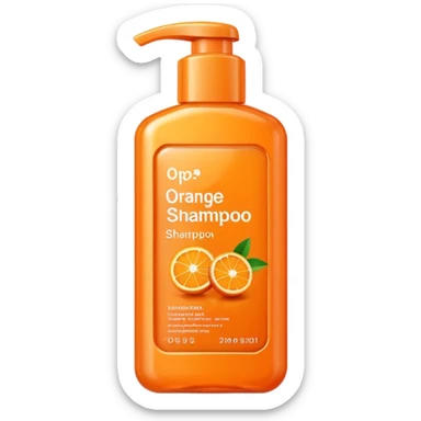 Orange shampoo in a rectangular package sticker