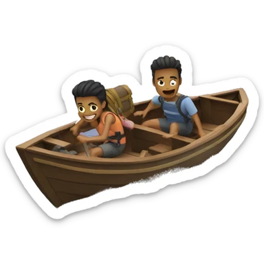 two friends escaping on boat sticker