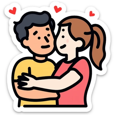 two people hugging each other sticker