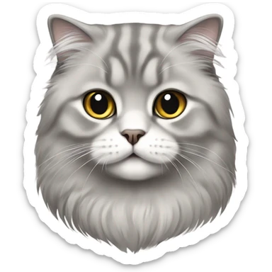 scottish fold cat gray long-haired  sticker