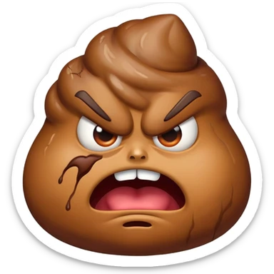 angry poop emoji, furious face, veins popping sticker