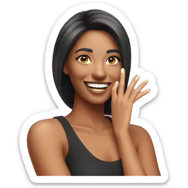 Happy client with cute nails sticker