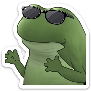 green bufo frog dancing on a sunny beach, sun rays highlighting, joyful beach party atmosphere sticker