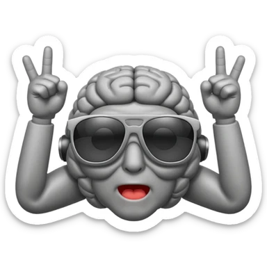 Brain with sunglasses and finger guns sticker