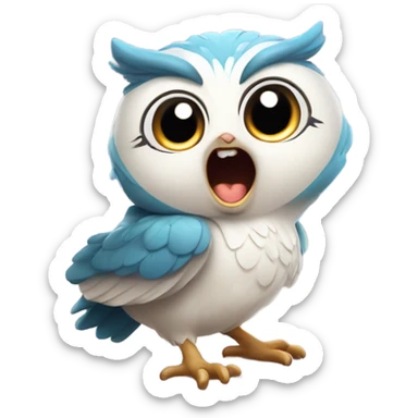 Waking up and yawning cute magical baby owl sticker