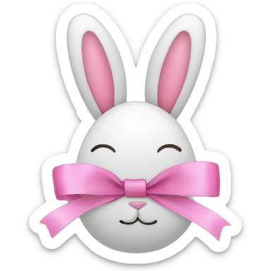 Easter Bunny with three heads and a pink ribbon sticker