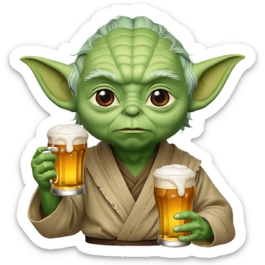 Yoda avec une bierre sticker