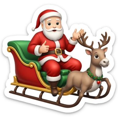 d'Eco de noël avec le père noël sur son traineau très réaliste sur un fond enneigé sticker