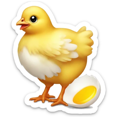 baby chicken with egg shell sticker