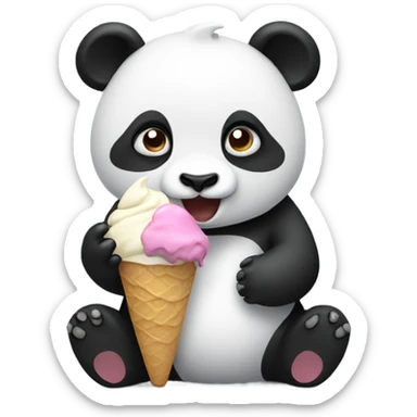 Panda eating ice cream sticker