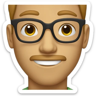 Teenager with glasses and little beard and acne’s sticker