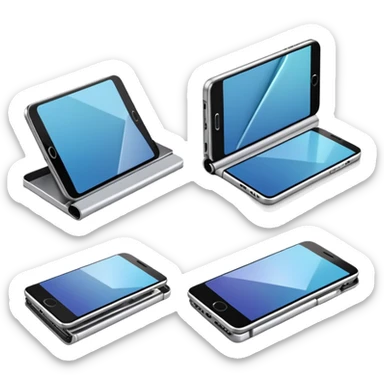 Foldable smartphone being folded and unfolded sticker