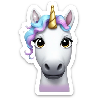 a sweet unicorn with a cute bow on her ear and a little glitter around her  sticker