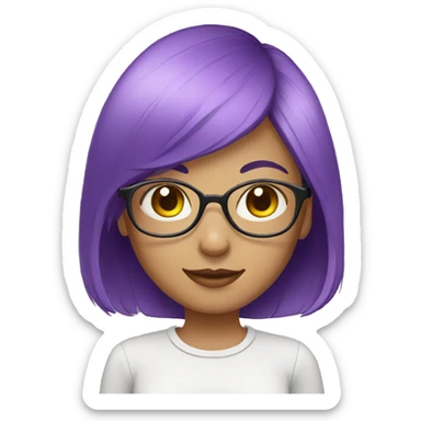 Girl-with-short-and-purple-hair-with-white-framed-glasses sticker