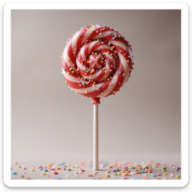 realistic lollipop, with sprinkles, photorealistic style sticker
