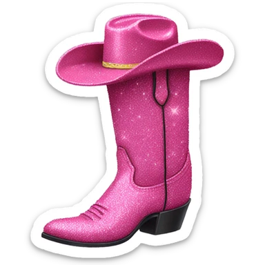 Pink glitter cowboy boot sticker