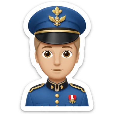 French soldier private rank, simple blue uniform, shako hat sticker