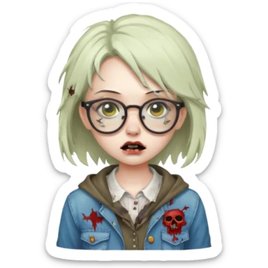 cute zombie girl with glasses sticker