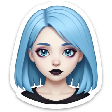 pale blue haired goth baddie sticker