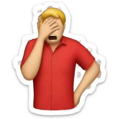 Red shirt worker crying sticker