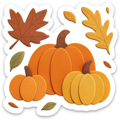 Add falling leaves to the paper craft style fall scene in the square, keeping the layered look sticker