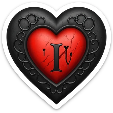 Can you make a heart with a gothic design, I want black and blood red colors . I want the letter I in the middle of the heart sticker