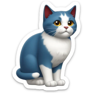 Full length Blue britain cat with bird tail and dark Red mantle sticker