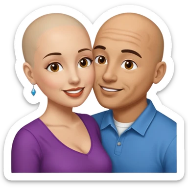 Bald Hispanic man kissing white brunette woman sticker
