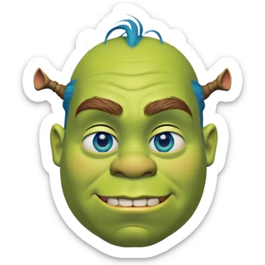 Shrek blue eyes and hair on face ￼ sticker