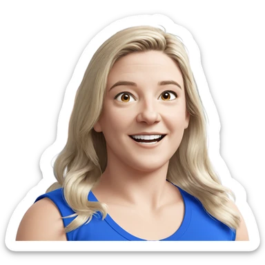 smiling girl in blue shirt sticker