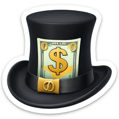 top hat with "$" print sticker