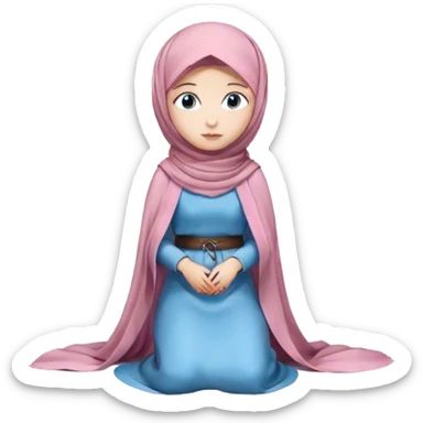 Turkish beautiful finish Konya girl blue eyes with hijab and sakura dress long tailed on the floor  sticker