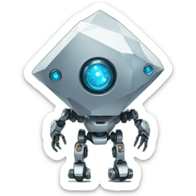 diamond shaped robot with one rbotic eye sticker