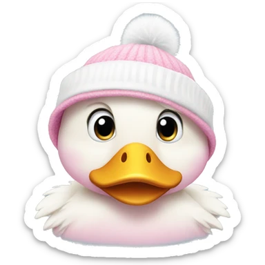 A pink duckling wearing a white winter hat sticker