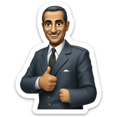 photorealistic Gamal Nasser shows thumbs up sticker