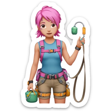 climber girl with pink hair sticker