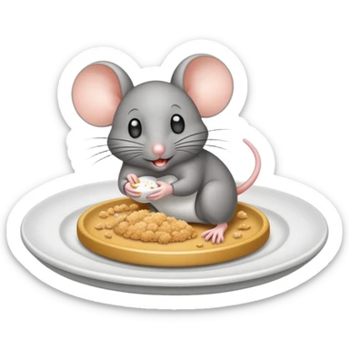 mouse on plate with crumbs sticker