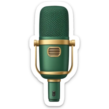 radio microphone, dark green body, beige details, cylindrical shape sticker
