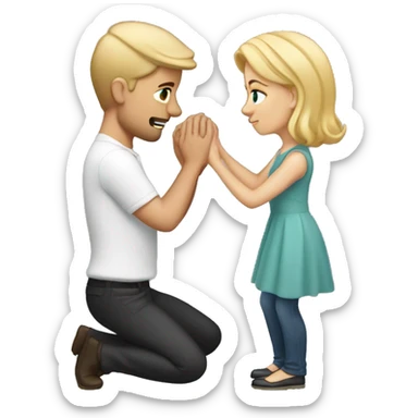  only one white man with blonde hair proposing by kneeling down with a ring sticker