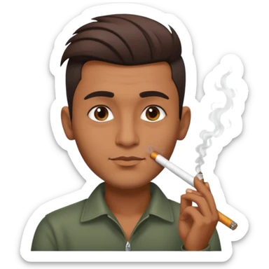 Indian brown guy with side gfade hair style, smoking cigarette sticker