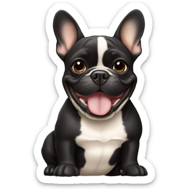 Black and tan colored French bulldog smiling sticker