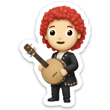 Vivaldi standing chibi banjo Red wig sticker